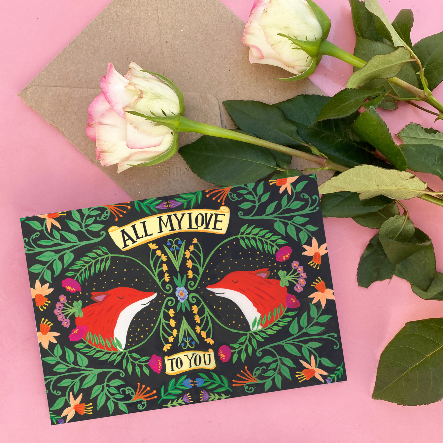 Gorgeous Pair of Foxes Anniversary greeting card.