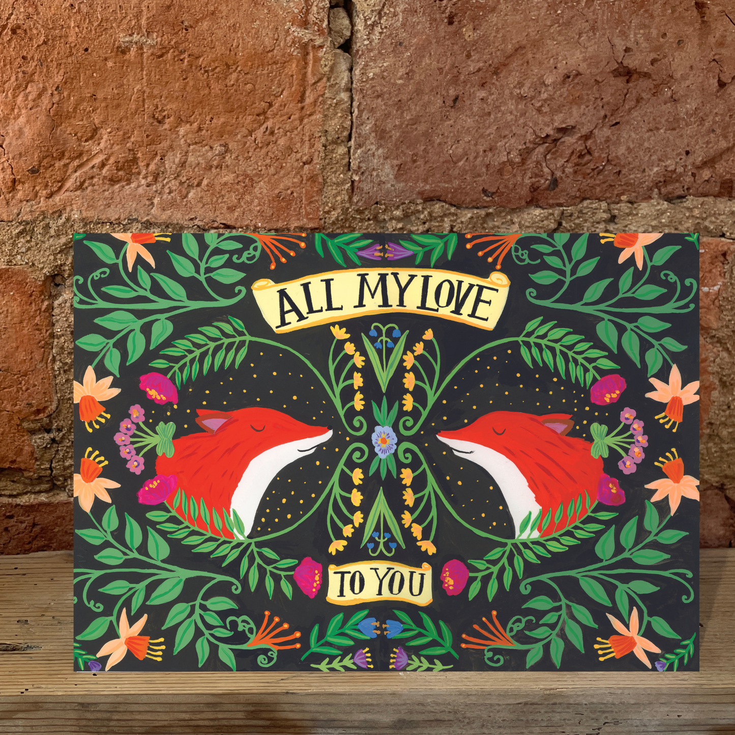 Gorgeous Pair of Foxes Anniversary greeting card.