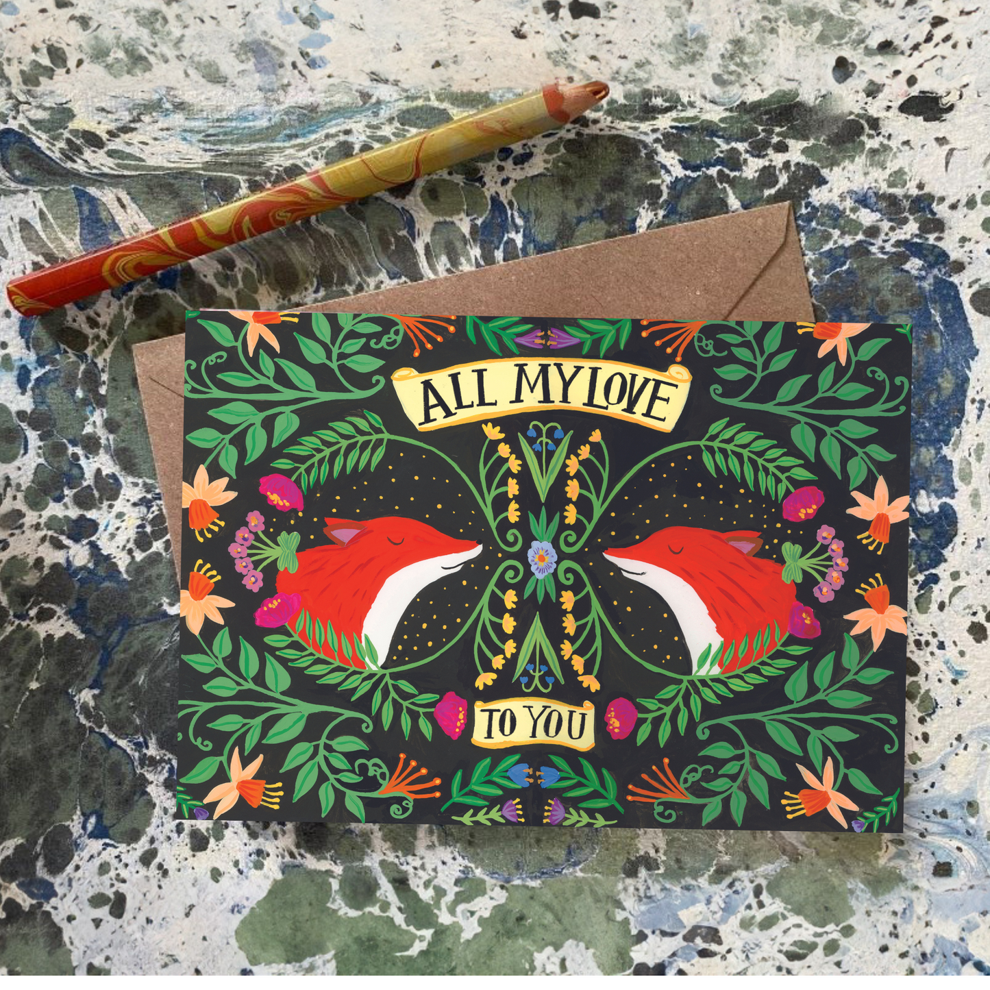 Gorgeous Pair of Foxes Anniversary greeting card.