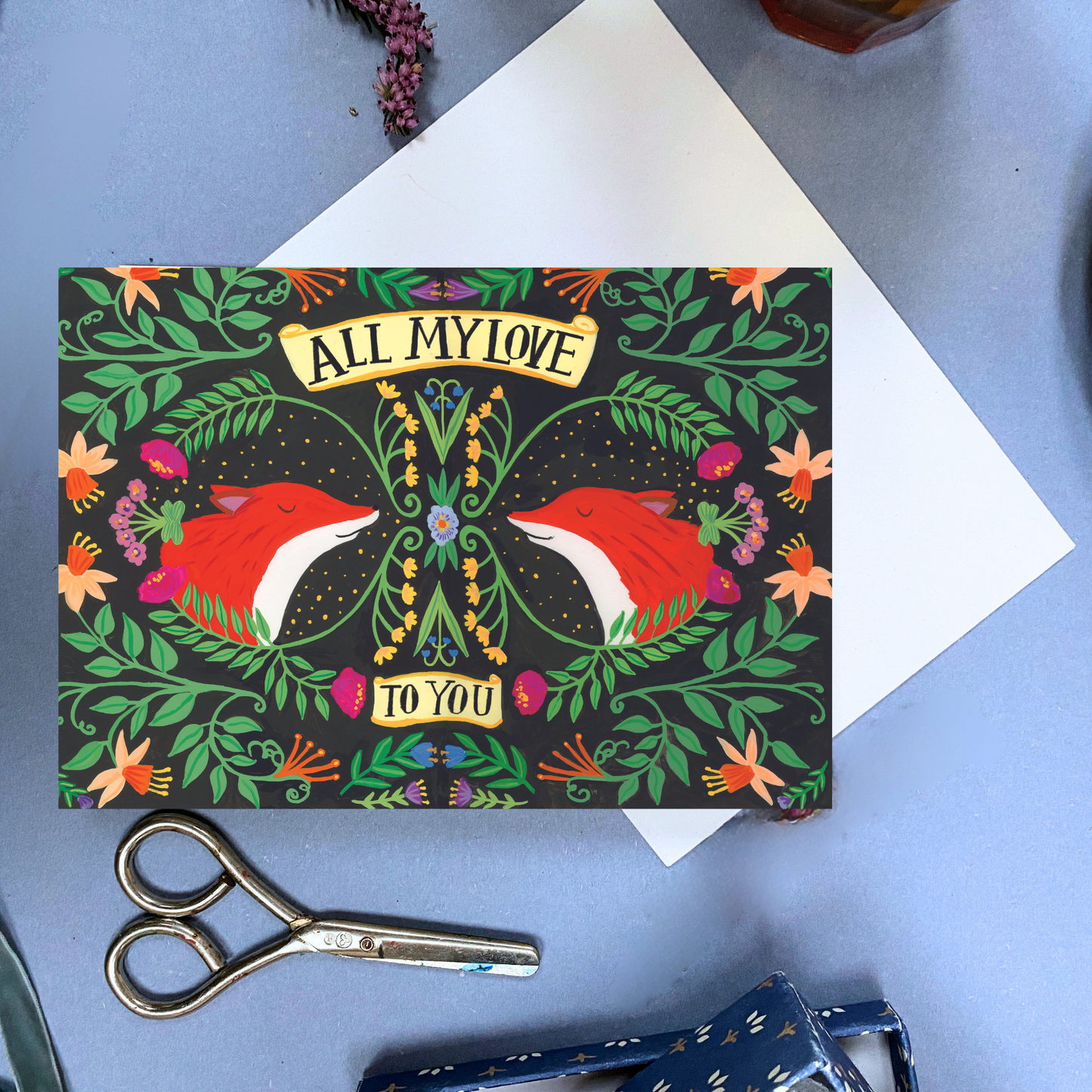 Gorgeous Pair of Foxes Anniversary greeting card.
