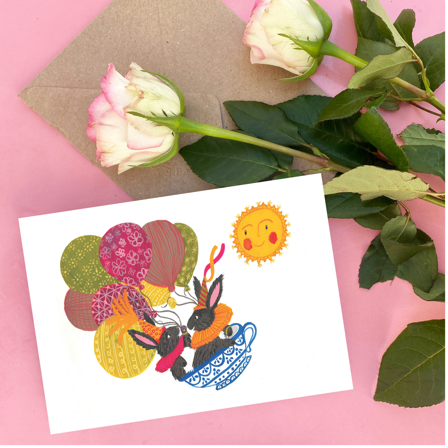 Whimsical Children's Birthday Cute Rabbit Greeting Card