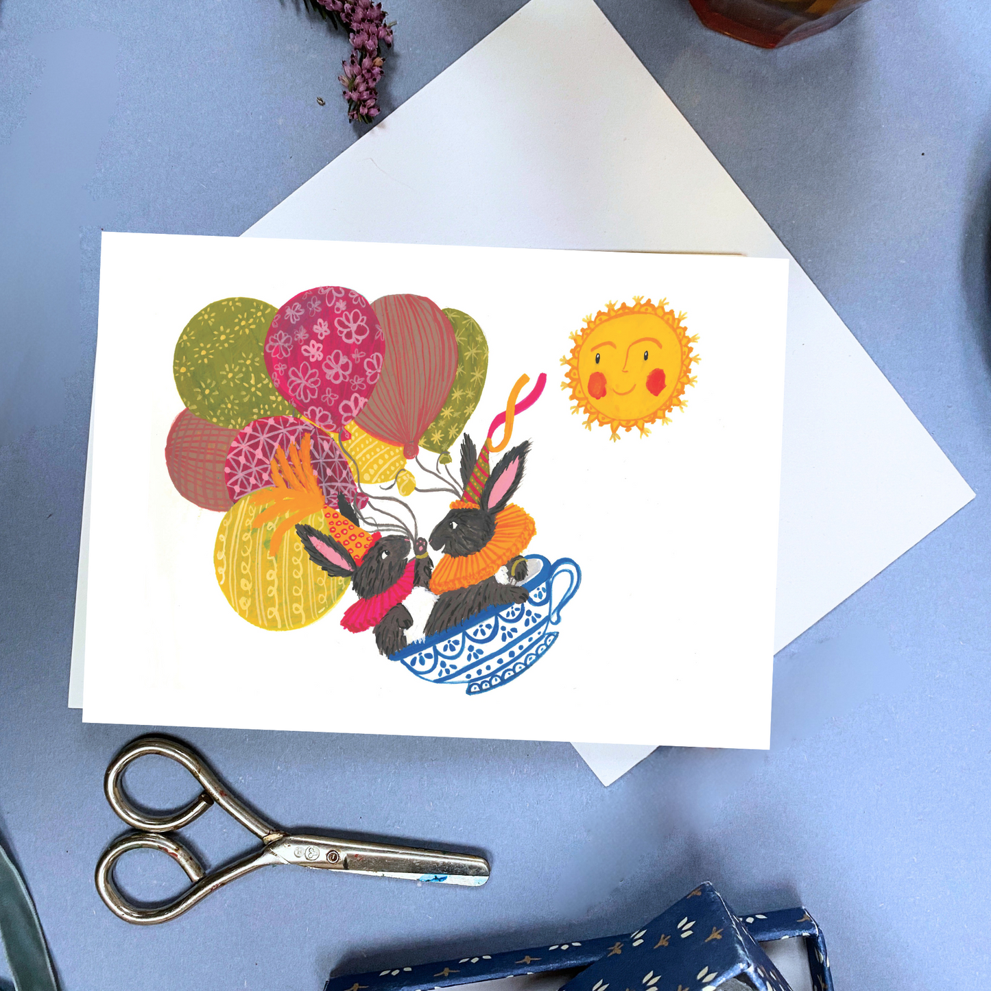 Whimsical Children's Birthday Cute Rabbit Greeting Card