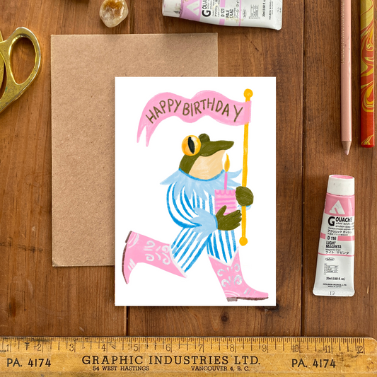 Vintage Frog in Cowboy Boots – Greeting Card