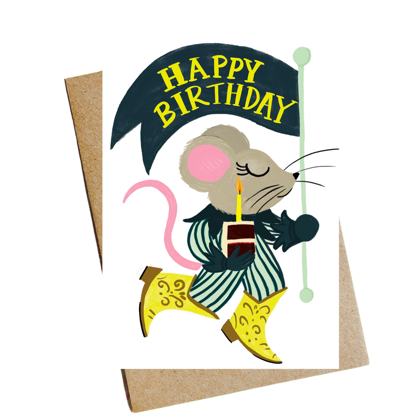 Vintage Mouse in Cowboy Boots Greeting Card