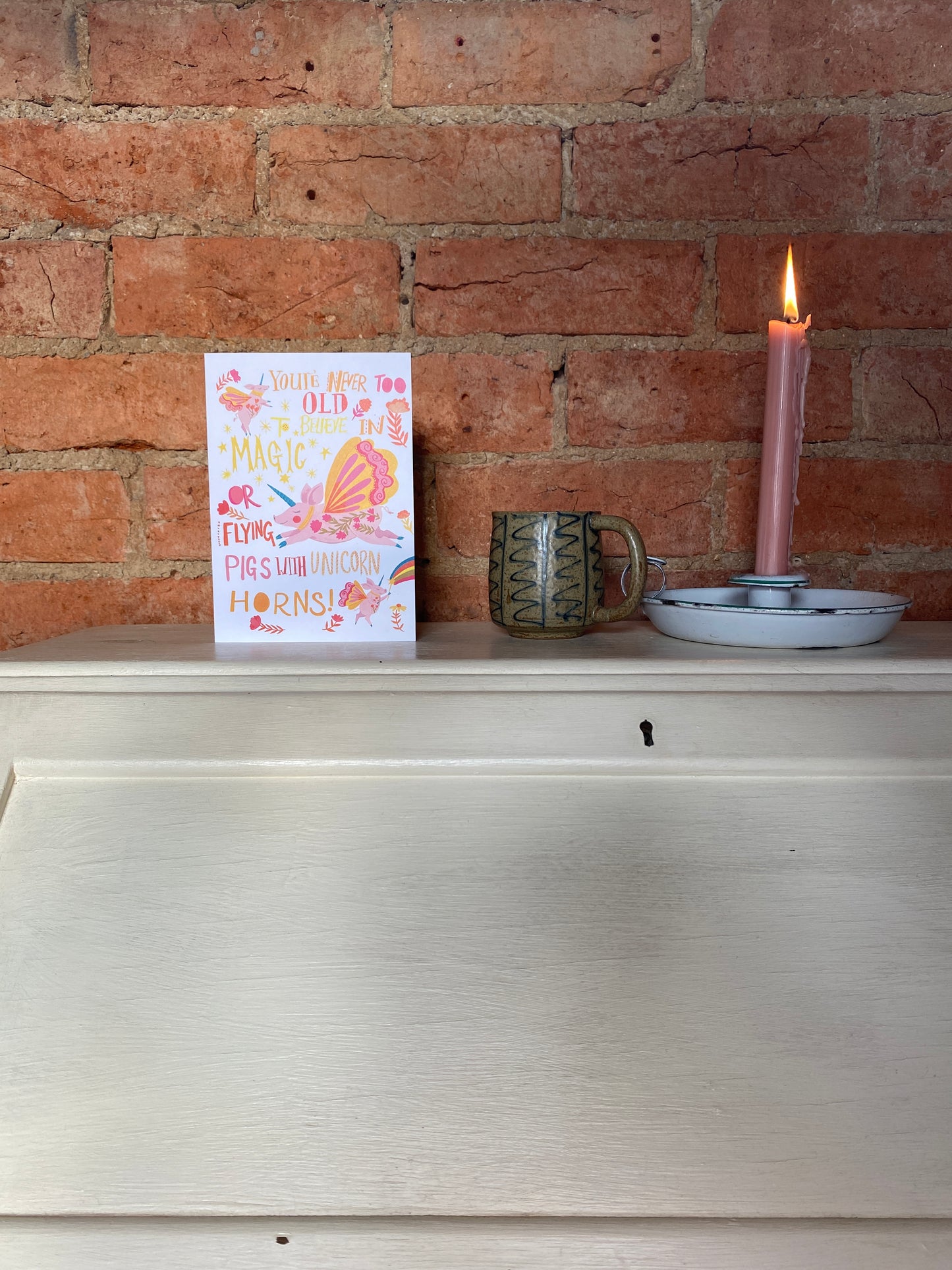 Magical flying Pigs Whimsical Greeting Card