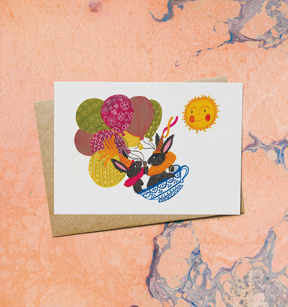 Whimsical Children's Birthday Cute Rabbit Greeting Card
