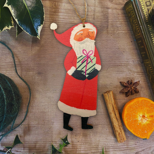 Artisan Santa Claus Laser-Cut Hanging Tree Ornament