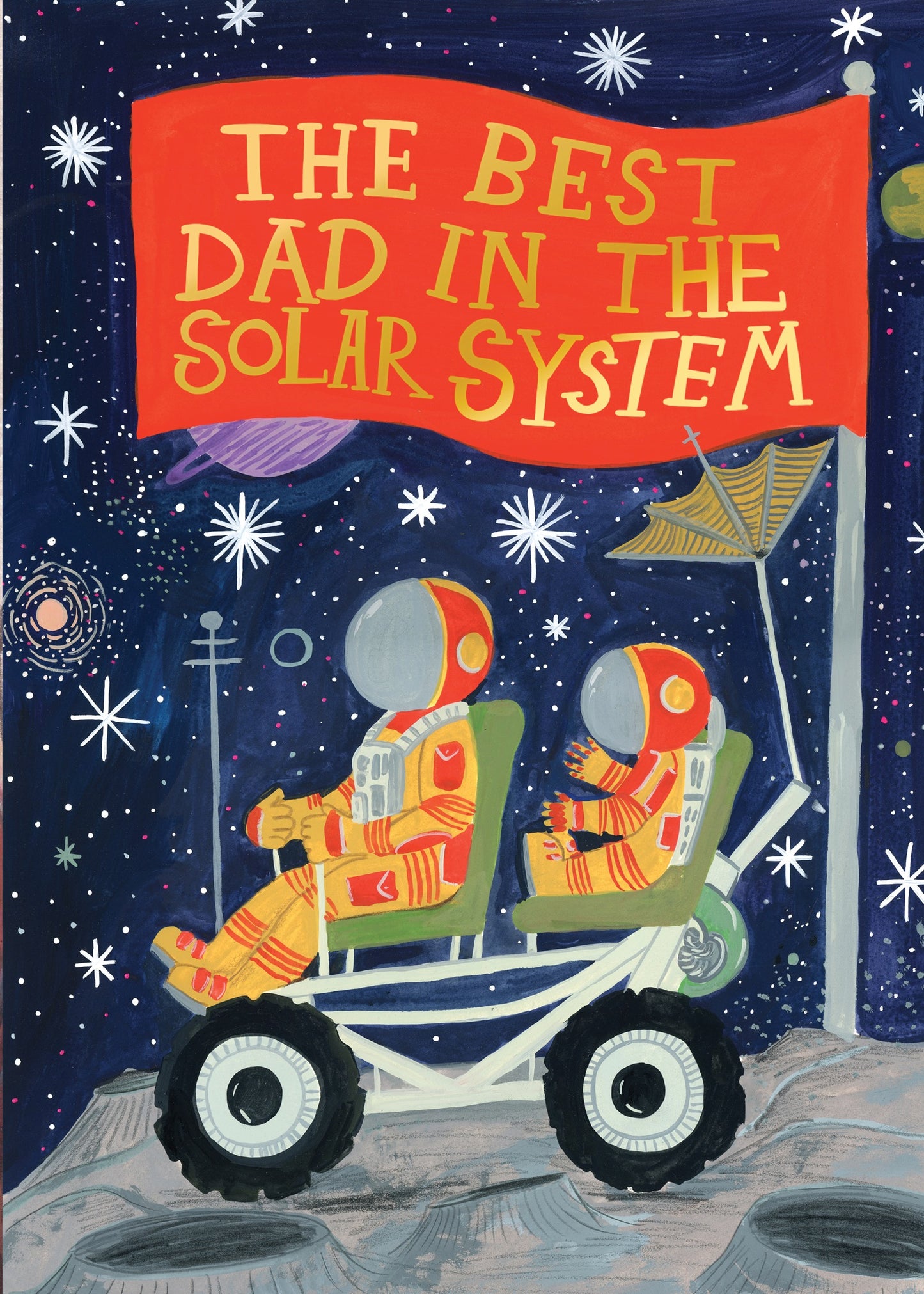 Beautiful space themed Father's day greeting card