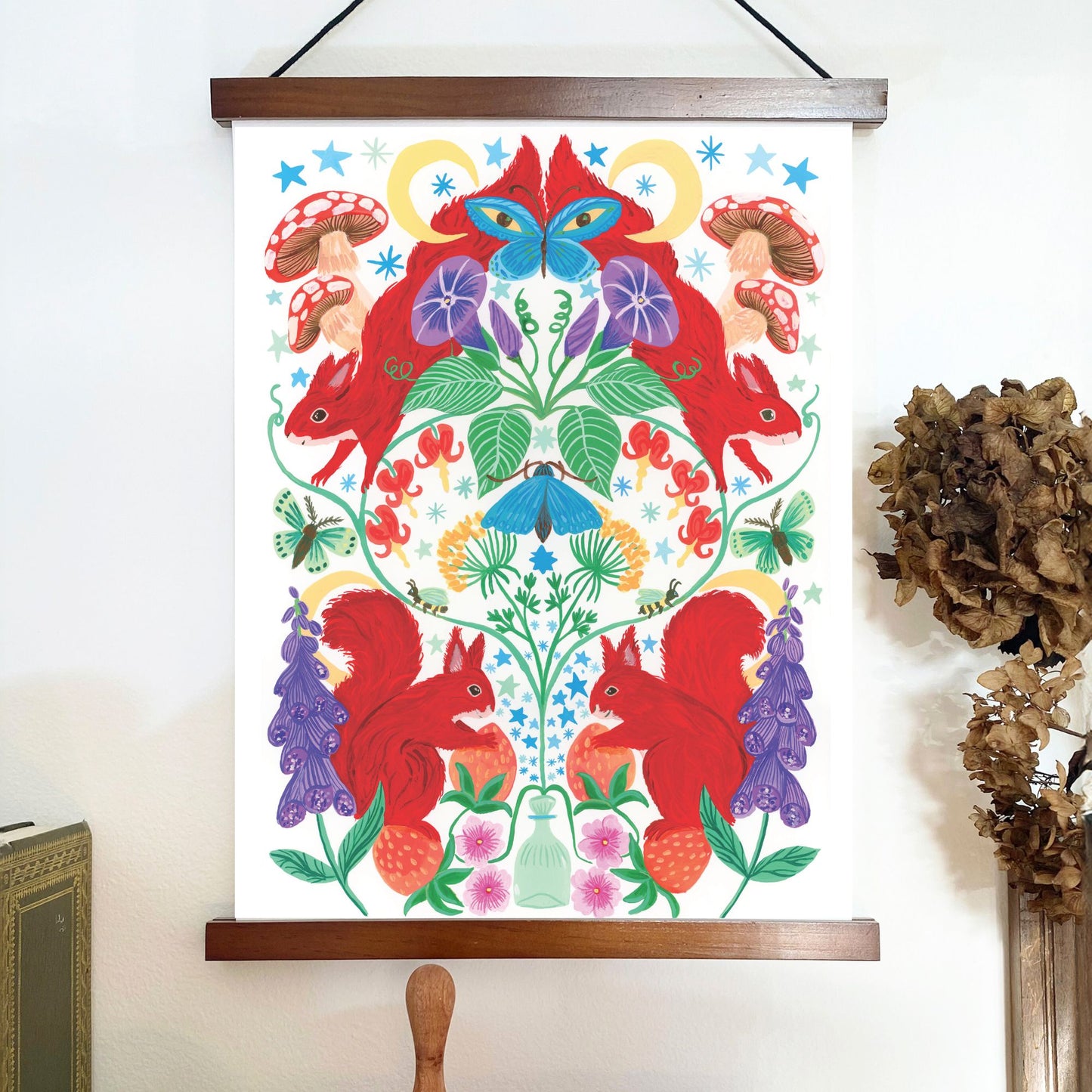 Strawberry Thief Illustrated woodland Creatuer Print
