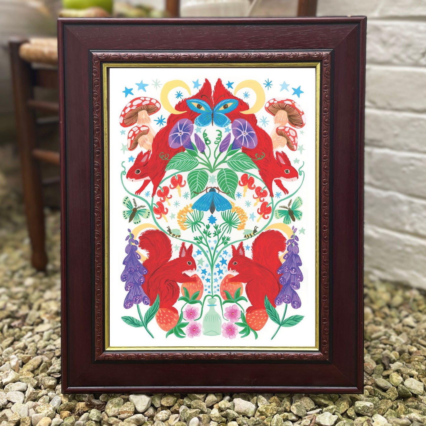 Strawberry Thief Illustrated woodland Creatuer Print