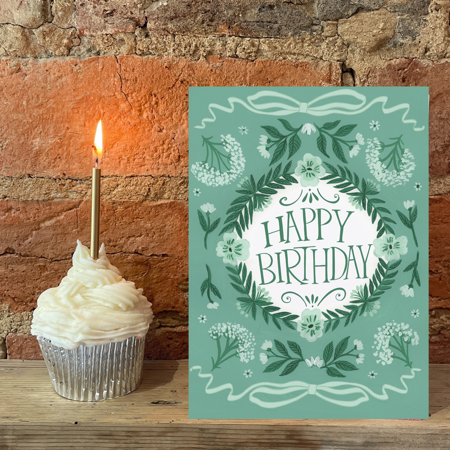 Peppermint Green Cow Parsley Happy Birthday Card
