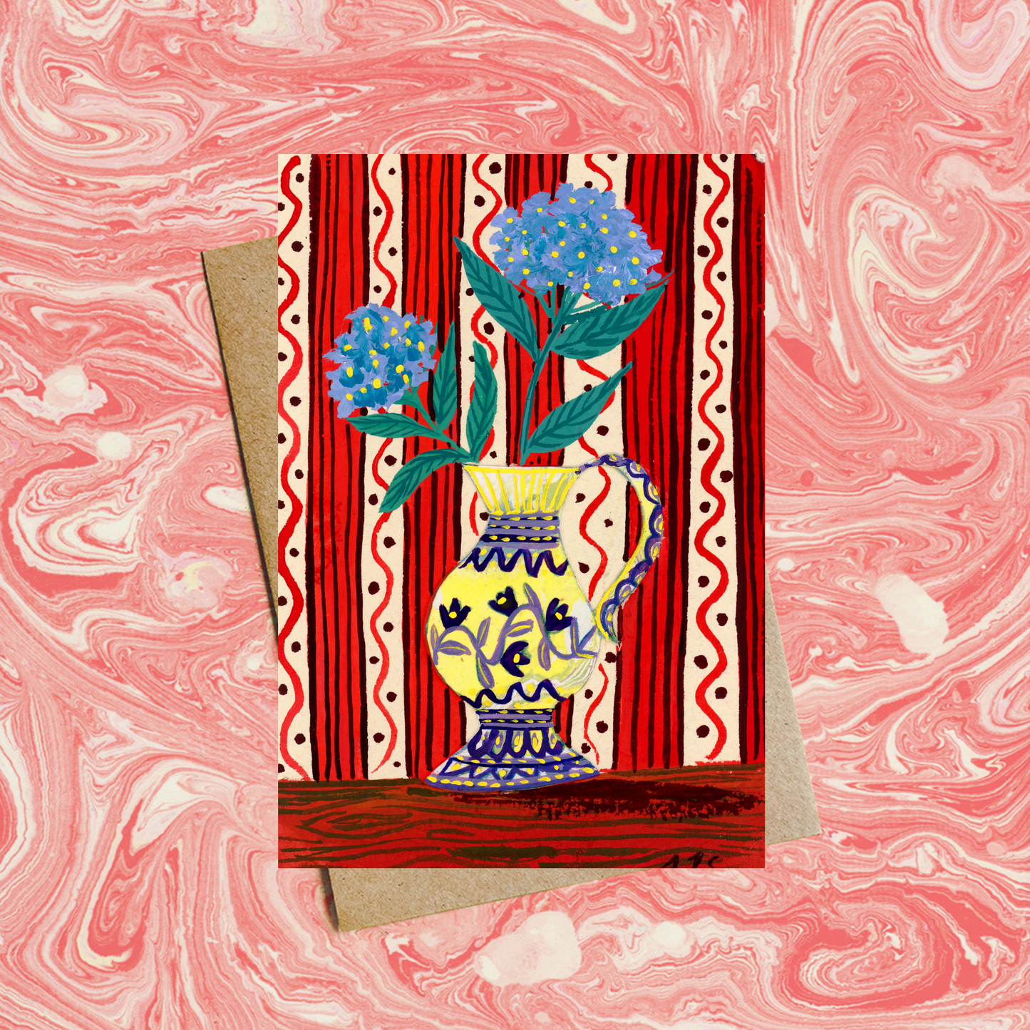 Blue Hydrangea Collage Fine Art Greeting Card