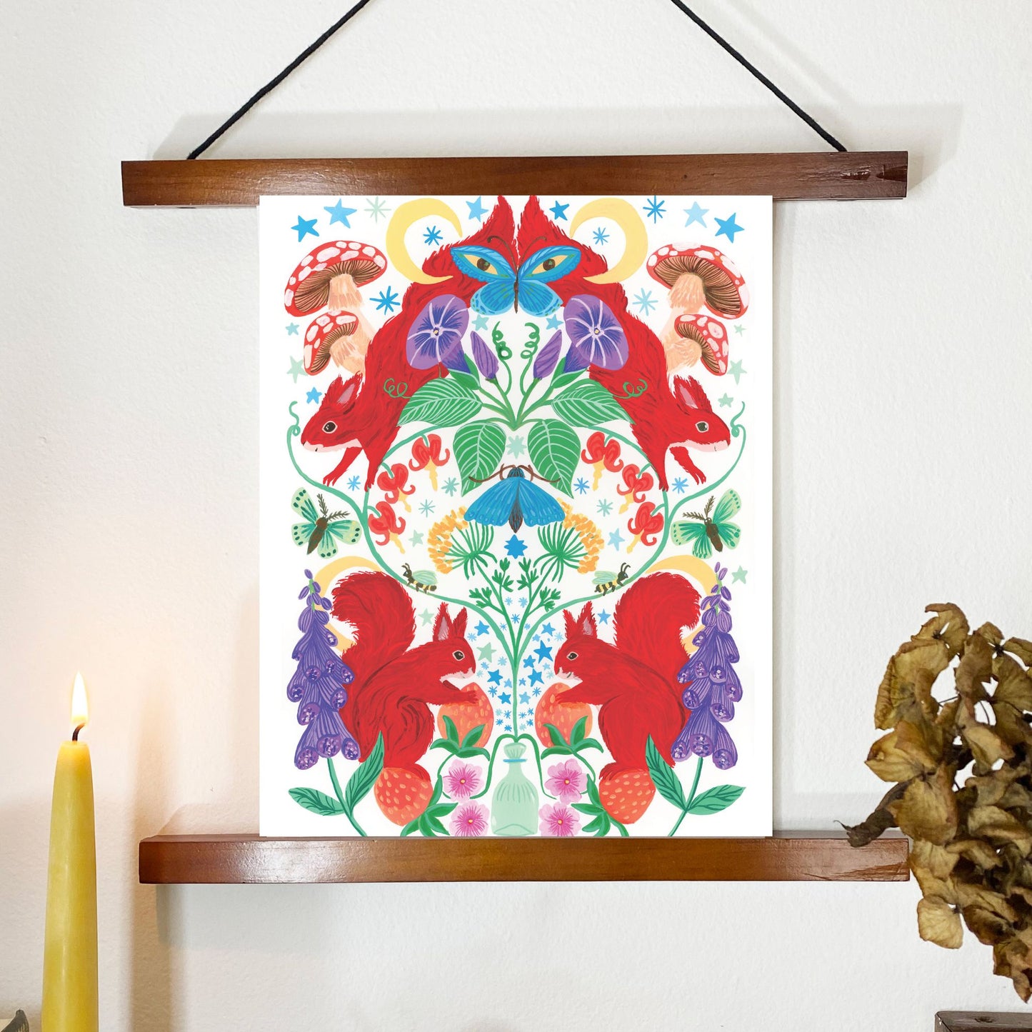 Strawberry Thief Illustrated woodland Creatuer Print