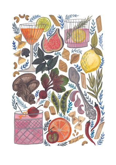 Farmhouse Feast A4 Wall Print