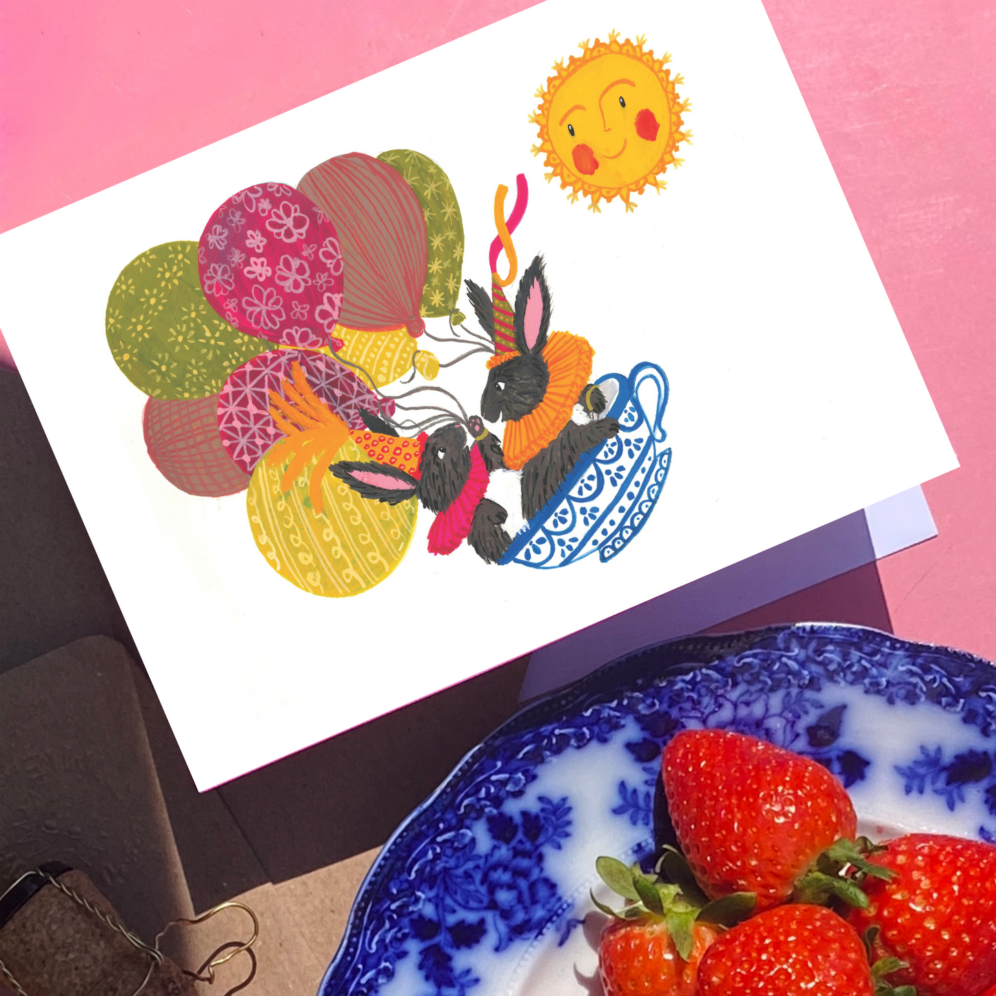 Whimsical Children's Birthday Cute Rabbit Greeting Card