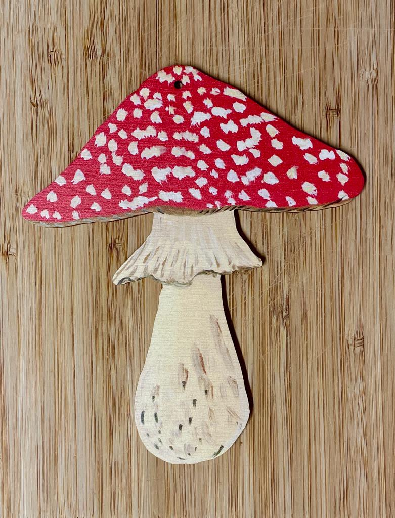 Beautiful Mushroom Laser-Cut hanging wood ornament