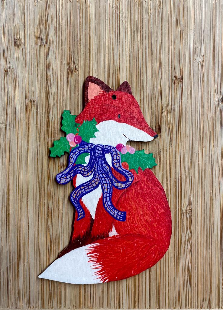 Artisan Christmas Fox Laser-Cut Hanging Tree Ornament