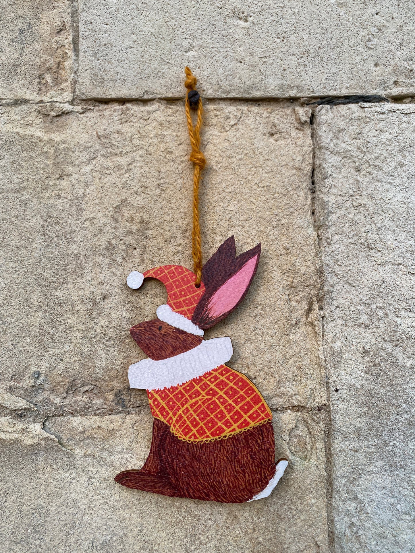 Artisan Christmas Bunny Laser-Cut Hanging Tree Ornament