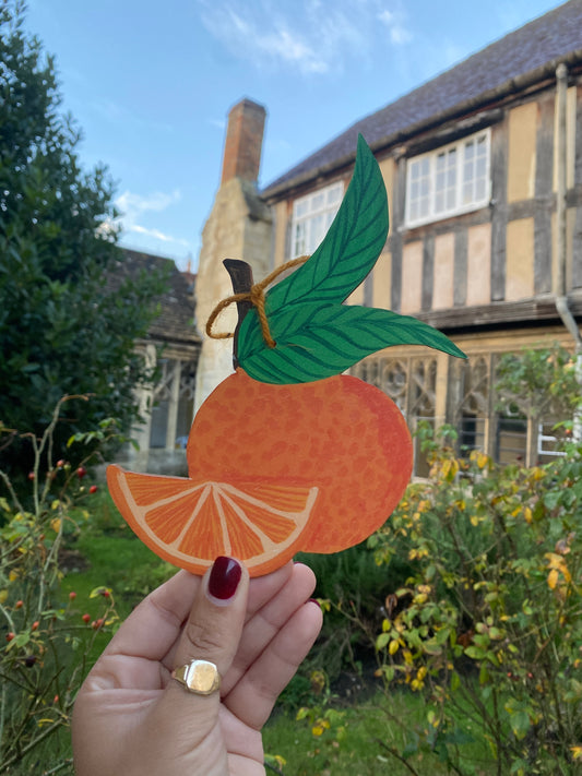 Beautiful Orange hanging Laser-cut wood ornament