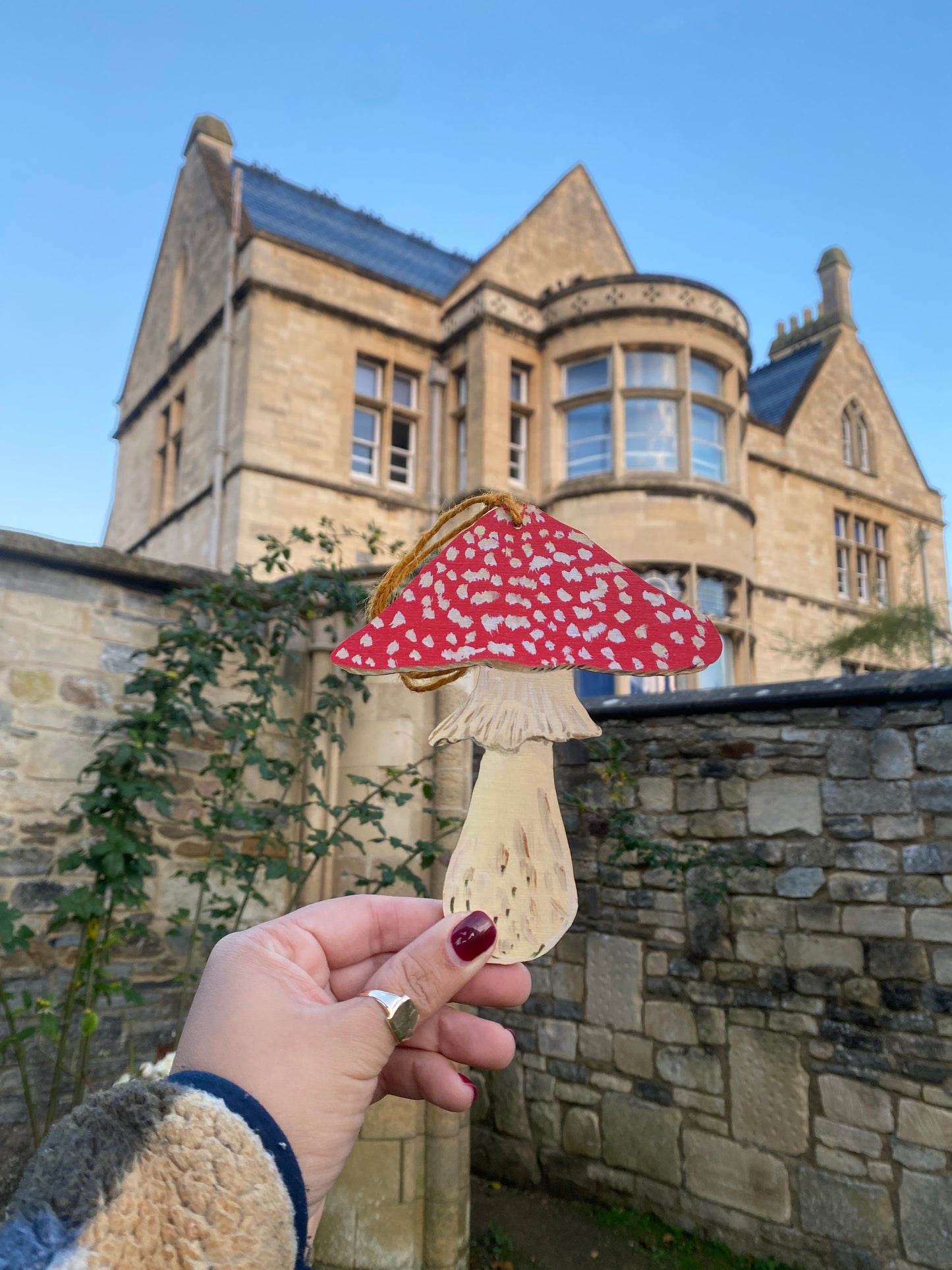 Beautiful Mushroom Laser-Cut hanging wood ornament