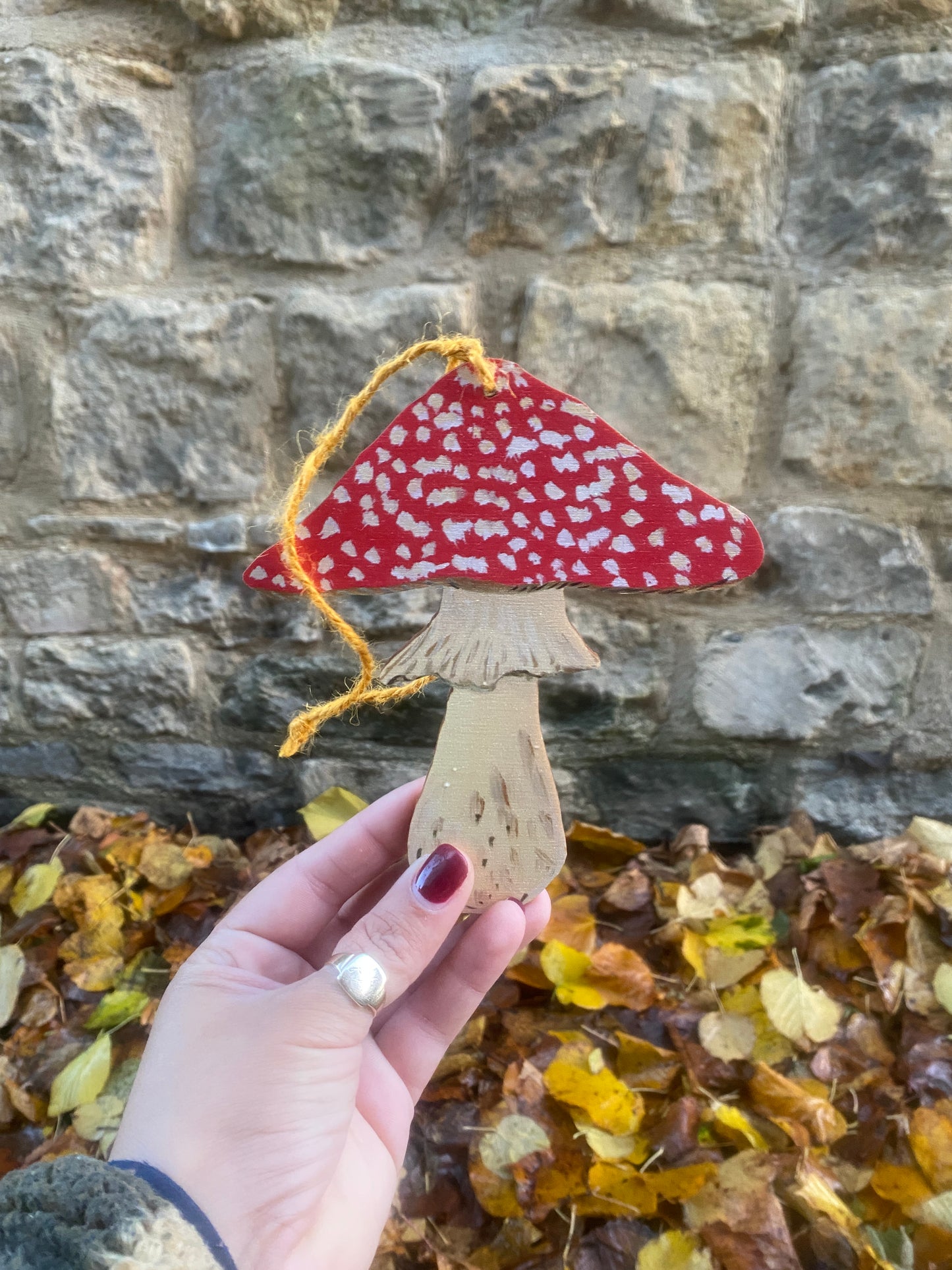 Beautiful Mushroom Laser-Cut hanging wood ornament