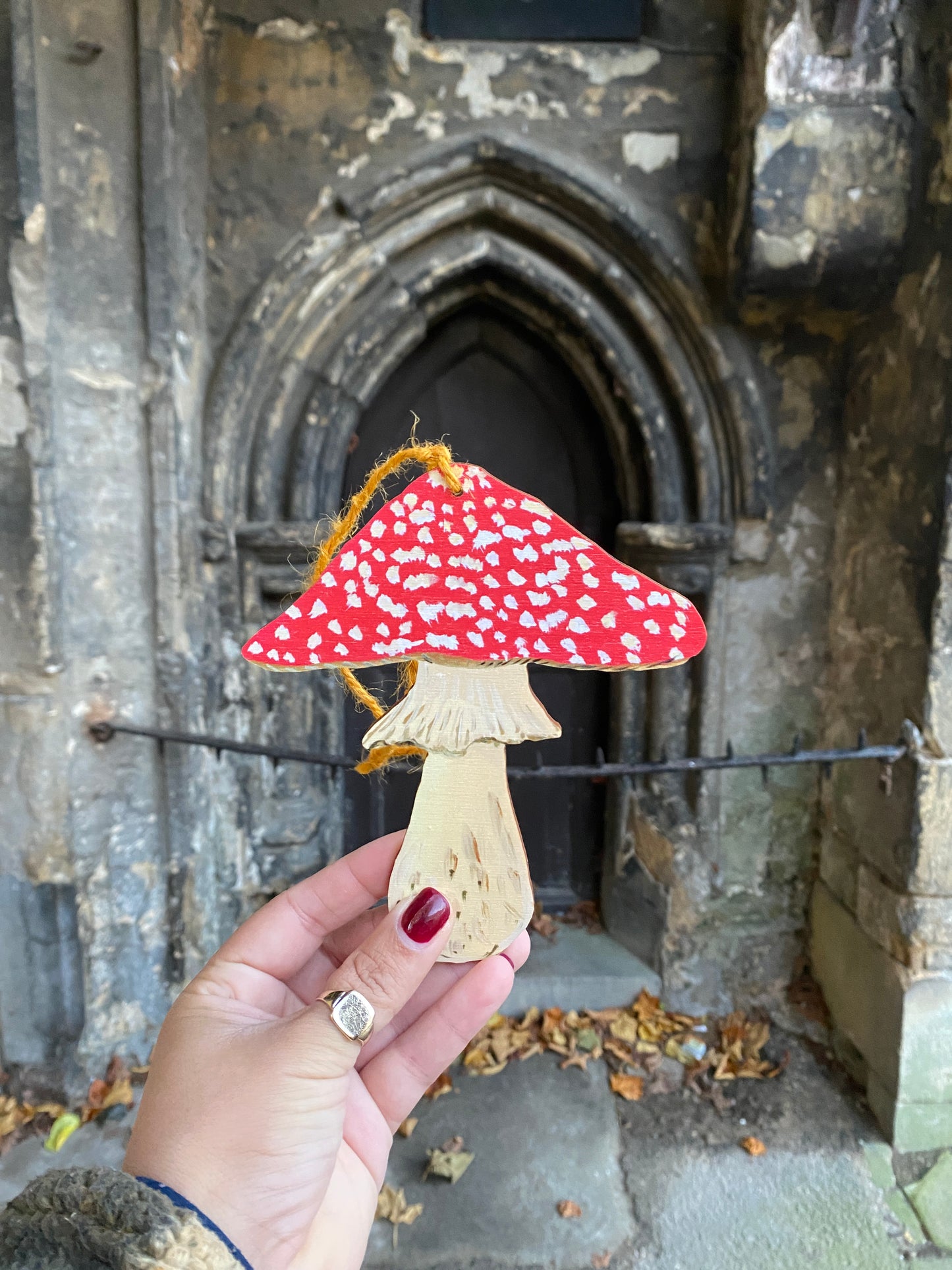 Beautiful Mushroom Laser-Cut hanging wood ornament