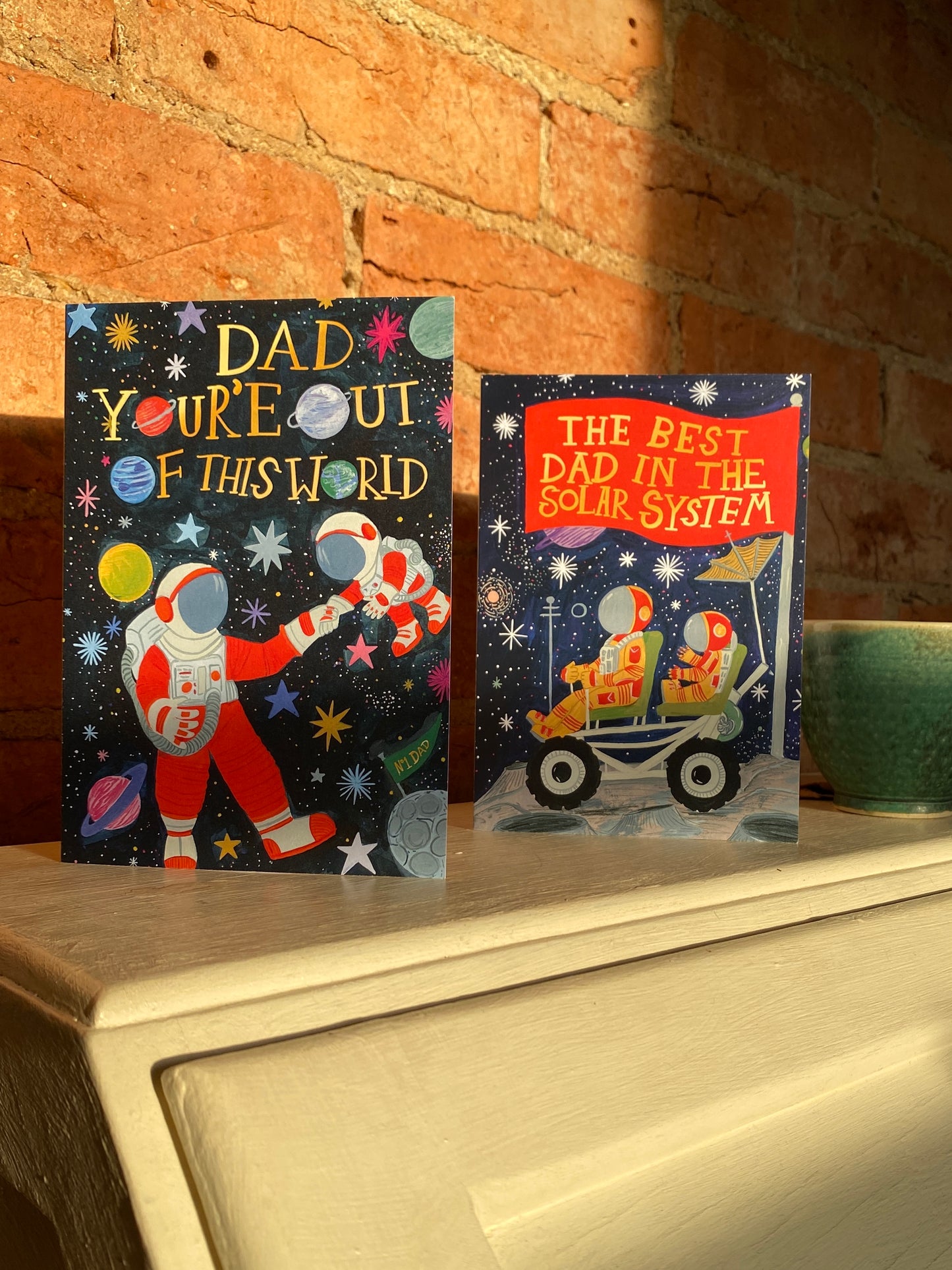 Beautiful space themed Father's day greeting card