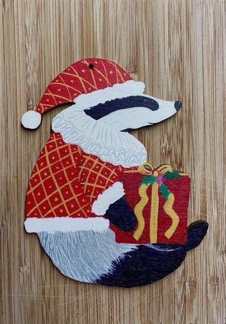 Artisan Christmas Badger Laser-Cut Hanging Tree Ornament