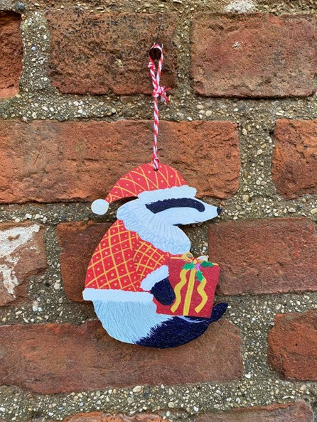 Artisan Christmas Badger Laser-Cut Hanging Tree Ornament