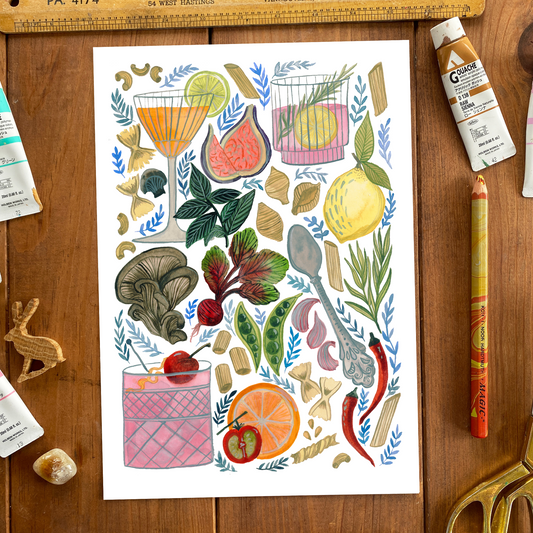 Farmhouse Feast A4 Wall Print