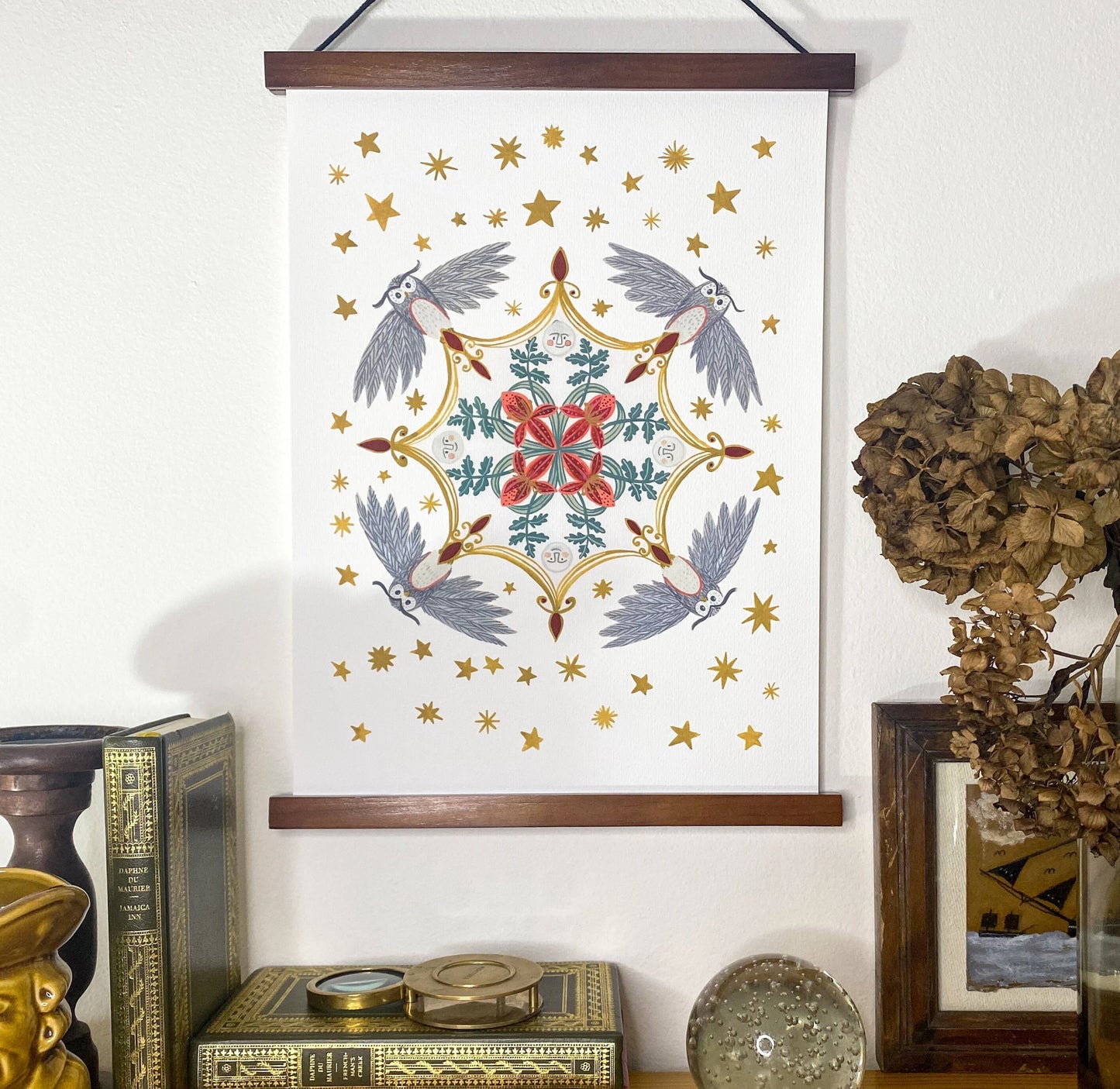 Magical Owls, Oak & Stars -  A3 Illustrated Print